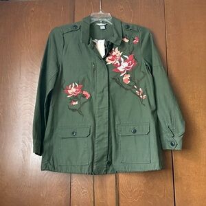Christopher & Banks NWT Sz S Floral Embroidered Olive Green Jacket Ret $69.95
